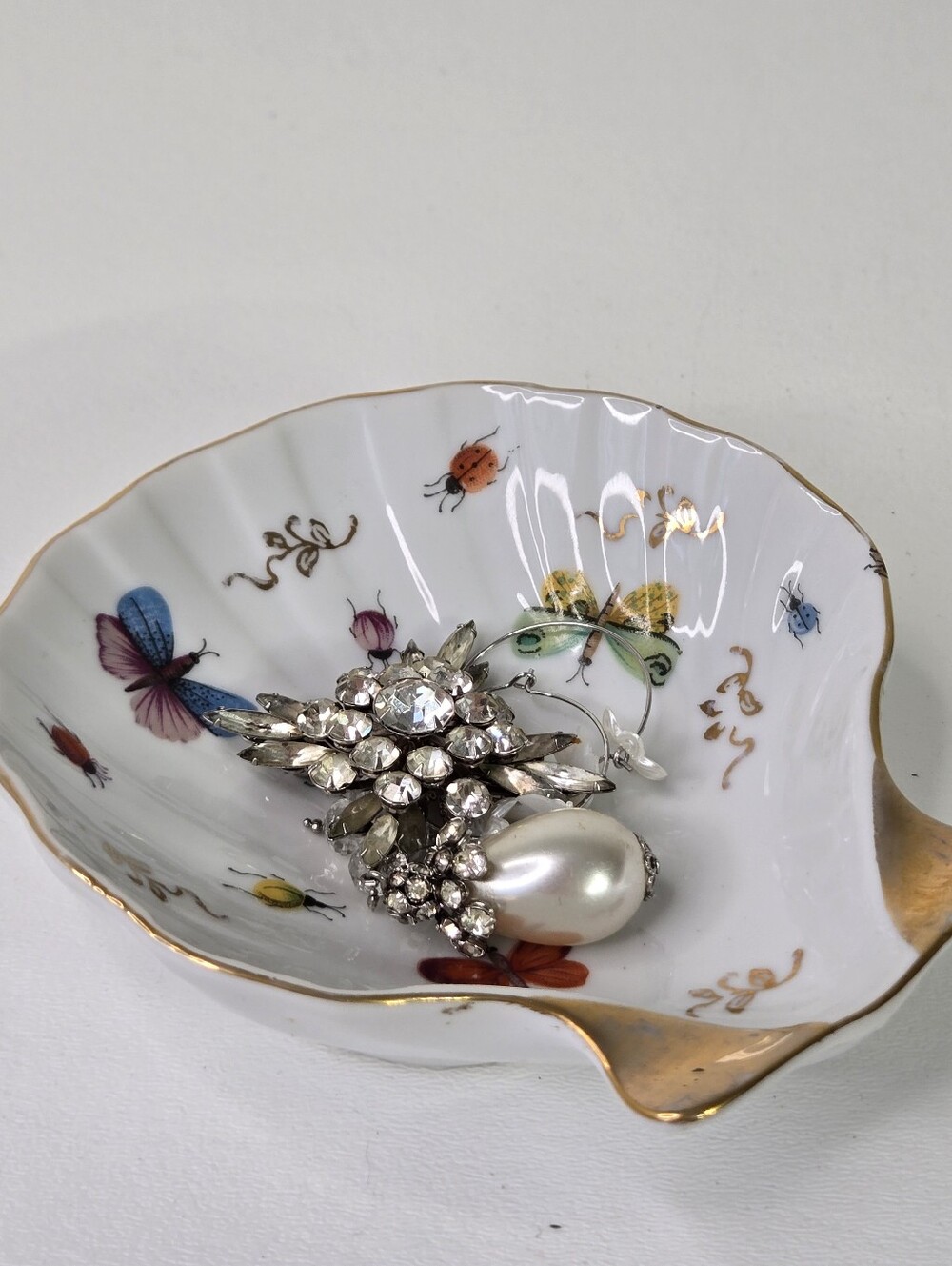 VTG Ardalt Porcelain Gold Trim Insects Bugs Japan Hand Painted Trinket‎ Dish